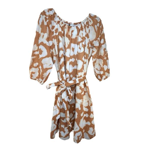 Elizabeth and James Cottagecore Boho Dress Size S Tan Feminine Twee "Uptown" - Picture 2 of 8